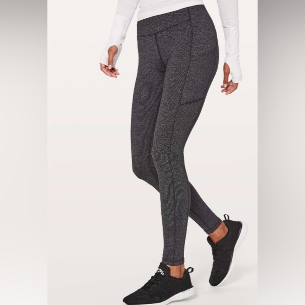 Lululemon Speed Up Tight Power Luxtreme Variegated Knit Women 4 black heather
